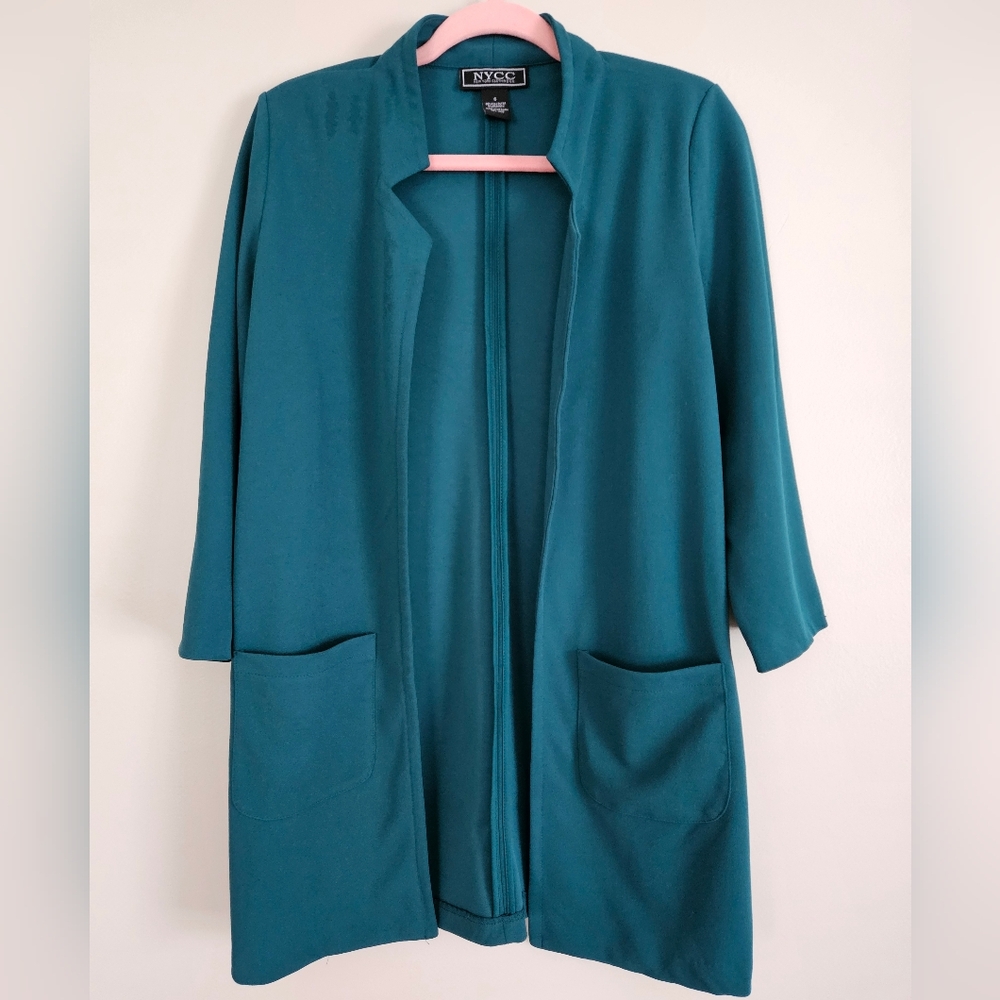 NYCC Jungle Dark Green Long Jacket Lightweight Elegant Layer Size Small